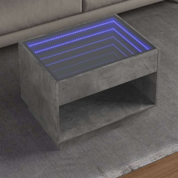 VidaXL LED Dohányzóasztal - Beton Szürke - 70x50x50 cm