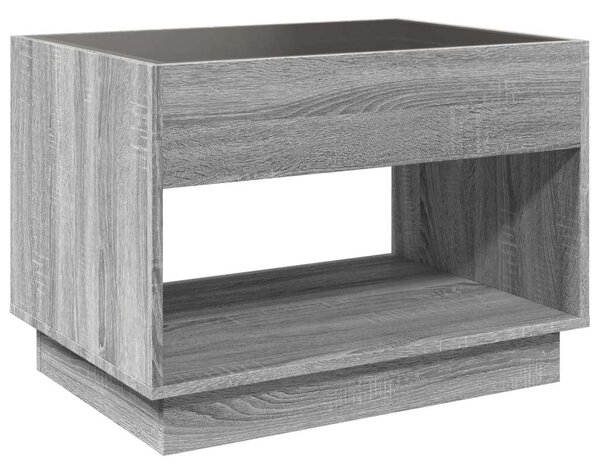 VidaXL szürke sonoma végtelen hatású LED-es dohányzóasztal 70x50x50 cm