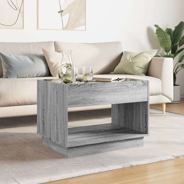 VidaXL szürke sonoma végtelen hatású LED-es dohányzóasztal 70x50x50 cm