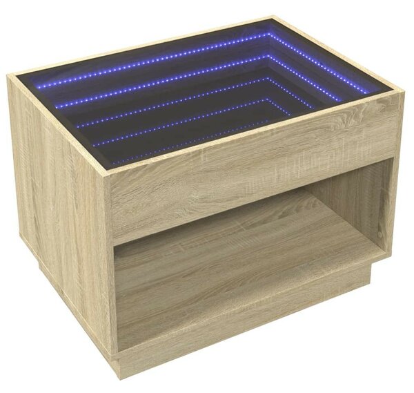 VidaXL LED Tükör Dohányzóasztal - Sonoma Tölgy - 70x50x50 cm
