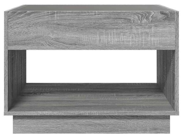 VidaXL szürke sonoma végtelen hatású LED-es dohányzóasztal 70x50x50 cm