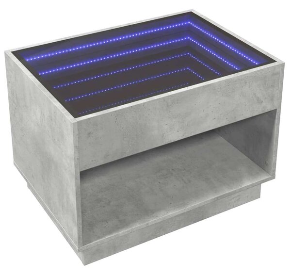 VidaXL LED Dohányzóasztal - Beton Szürke - 70x50x50 cm