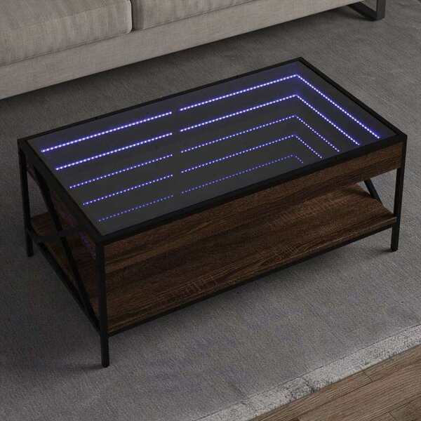 VidaXL LED Dohányzóasztal - Barna Tölgy - 90x50x38 cm