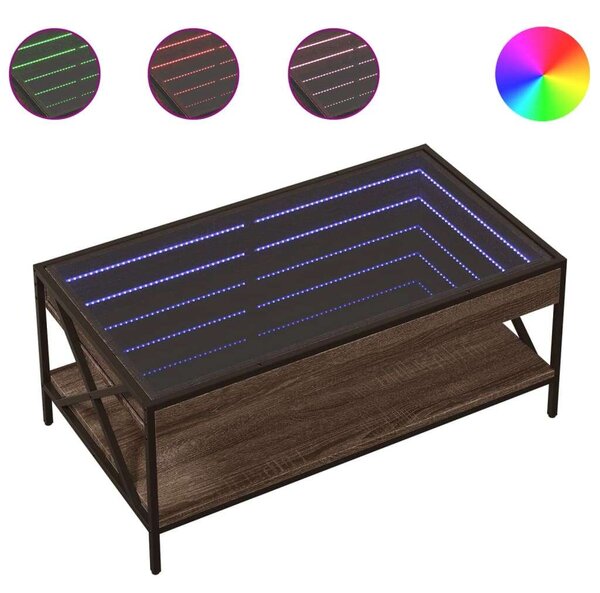 VidaXL LED Dohányzóasztal - Barna Tölgy - 90x50x38 cm