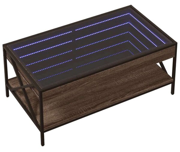 VidaXL LED Dohányzóasztal - Barna Tölgy - 90x50x38 cm