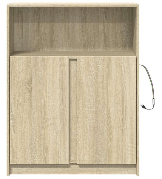 VidaXL LED Tálalószekrény - Sonoma Tölgy - 77x34x100 cm