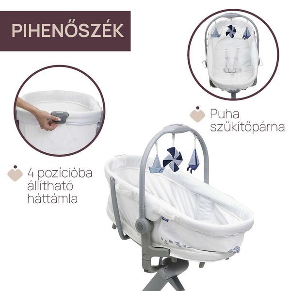 Baby Hug PRO 5in1 bölcső-etetőszék-szék 0-15 kg , 0-3 év
