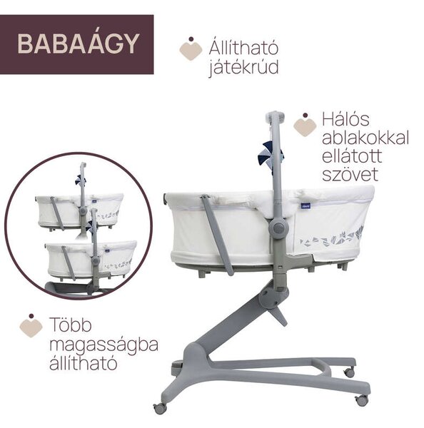 Baby Hug PRO 5in1 bölcső-etetőszék-szék 0-15 kg , 0-3 év