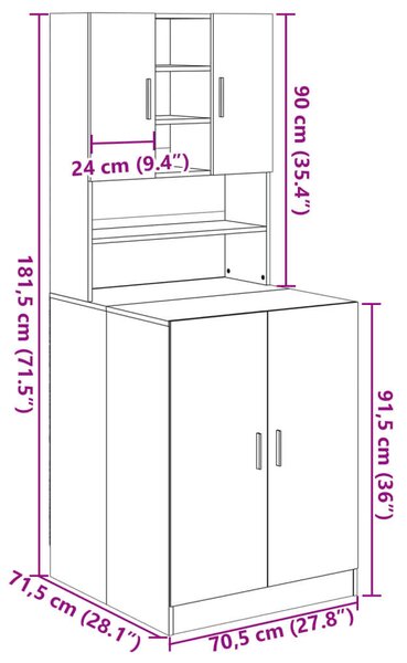 VidaXL Mosógépszekrény Szett - Sonoma Tölgy - 2 db
