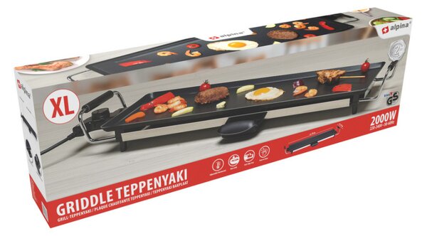 ALPINA Teppanyaki látványgrill 2000W, XL 70x23cm