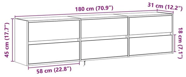 VidaXL TV Szekrény - Sonoma Tölgy - Fali - 180cm