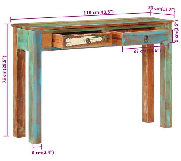 VidaXL Tálalóasztal - Újrahasznosított Fa - 110x30x75 cm