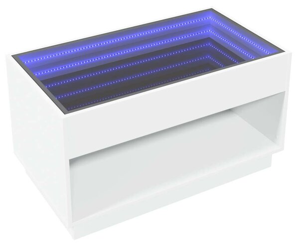 VidaXL LED Dohányzóasztal - Végtelen Tükör - Fehér - 70x50x50 cm