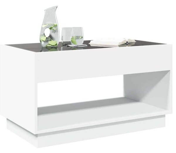 VidaXL LED Dohányzóasztal - Végtelen Tükör - Fehér - 70x50x50 cm