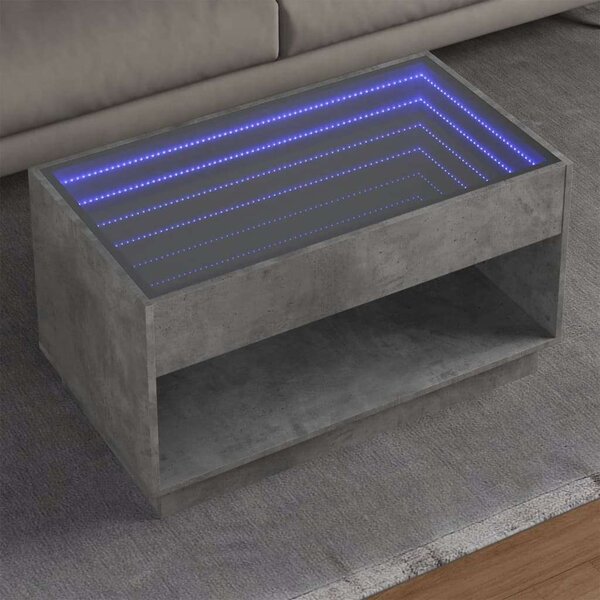 VidaXL LED Dohányzóasztal - Beton Szürke - 90x50x50 cm
