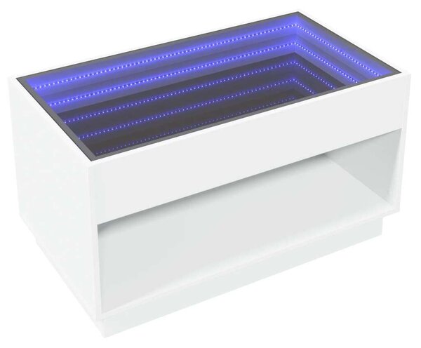 VidaXL LED Dohányzóasztal - Végtelen Tükör - Fehér - 70x50x50 cm