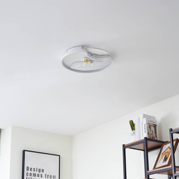 Lindby LED mennyezeti lámpa Kosmo, 40 cm, fehér, fém, hold, Hold, Fehér / opál, Nappali / Étkező, Műanyag, Fiatalos életstílus