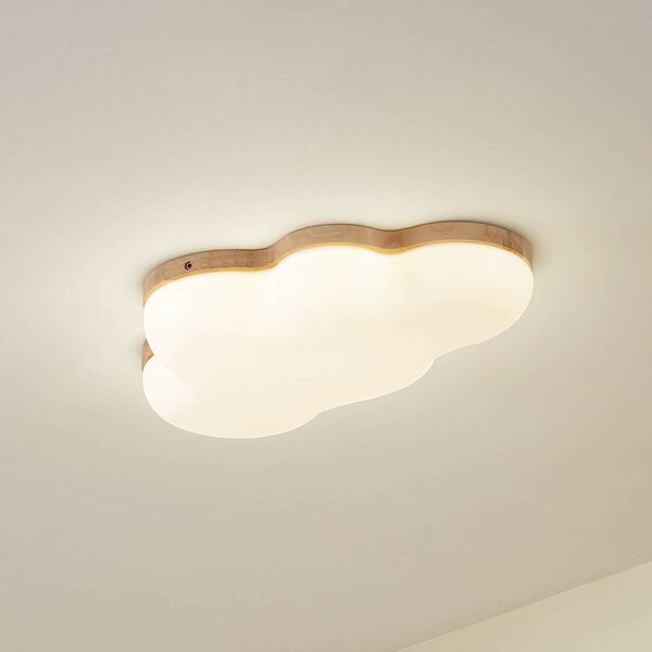Lindby LED mennyezeti lámpa Pilvi, műanyag, felhő, 50 cm, Fehér / opál, Nappali / Étkező, Műanyag, Modern