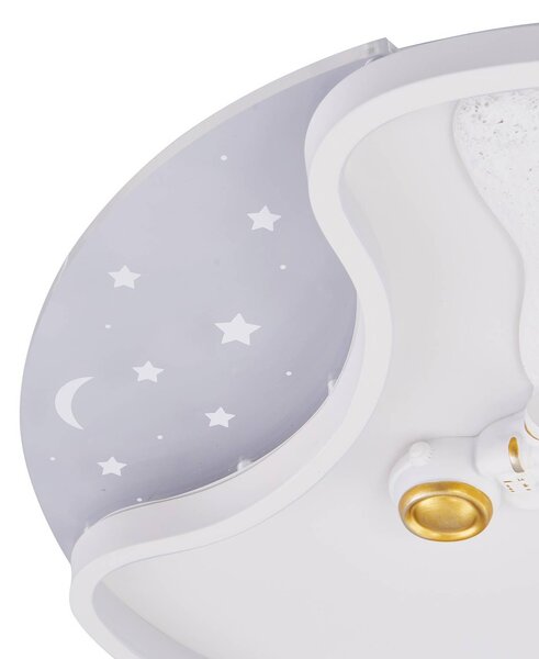Lindby LED mennyezeti lámpa Kosmo, 40 cm, fehér, fém, hold, Hold, Fehér / opál, Nappali / Étkező, Műanyag, Fiatalos életstílus