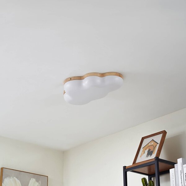 Lindby LED mennyezeti lámpa Pilvi, műanyag, felhő, 50 cm, Fehér / opál, Nappali / Étkező, Műanyag, Modern