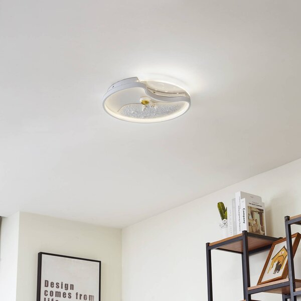 Lindby LED mennyezeti lámpa Kosmo, 40 cm, fehér, fém, hold, Hold, Fehér / opál, Nappali / Étkező, Műanyag, Fiatalos életstílus