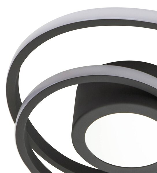 Lindby LED mennyezeti lámpa Thalina, 45cm, dimmelhető, Infinity Tunnel, dimmelhető, Fekete, Nappali / Étkező, fém, Modern