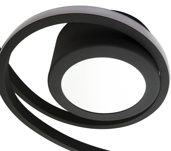 Lindby LED mennyezeti lámpa Thalina, 45cm, dimmelhető, Infinity Tunnel, dimmelhető, Fekete, Nappali / Étkező, fém, Modern