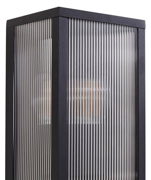 Lindby kültéri fali lámpa, Peldar, antracit/bordázott, 26 cm, érzékelővel, dimmelhető, Fekete, Alumínium, Modern