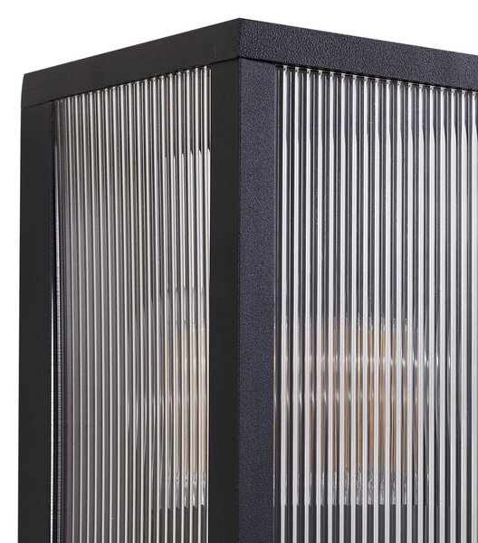 Lindby kültéri fali lámpa, Peldar, antracit/bordázott, 26 cm, érzékelővel, dimmelhető, Fekete, Alumínium, Modern