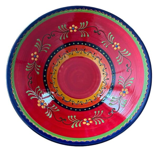 Extra nagy mediterrán piros kerámia tál 38 cm méretben