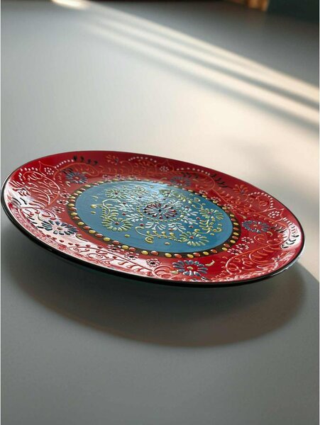 Toscana Rosso Mediterraneo kerámia lapos tányér – 30 cm