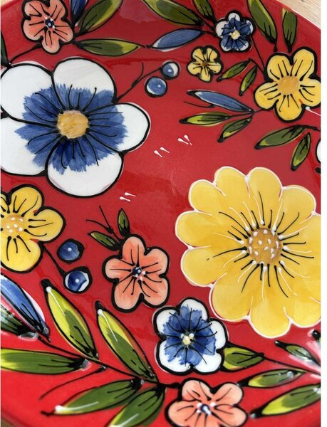 Mediterrán Primavera Rosso kerámia salátástál – 26 cm