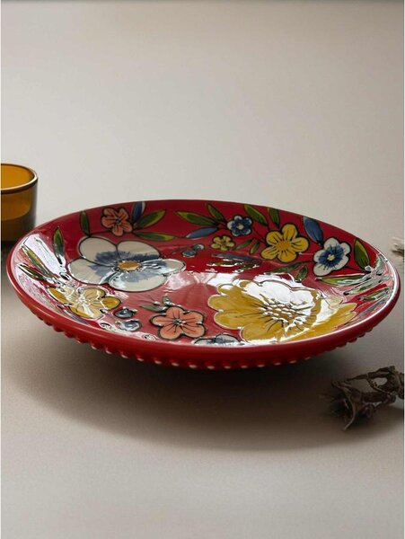 Mediterrán Primavera Rosso kerámia salátástál – 26 cm