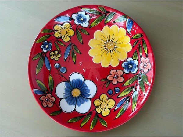 Mediterrán Primavera Rosso kerámia salátástál – 26 cm