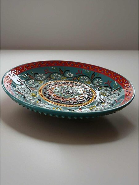 Mediterrán Primavera Turchese kerámia salátástál – 26 cm