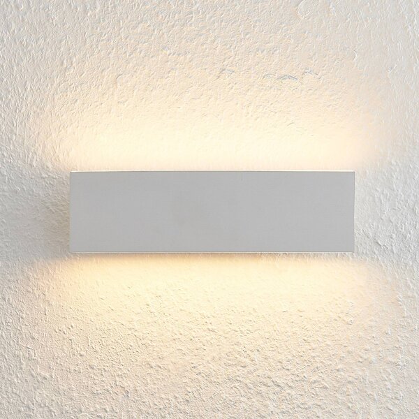 Lindby Ignazia LED fali lámpa, 28 cm, fehér, fém, fel/le, le, dimmelhető, Fehér / opál, Nappali / Étkező, fém, Modern