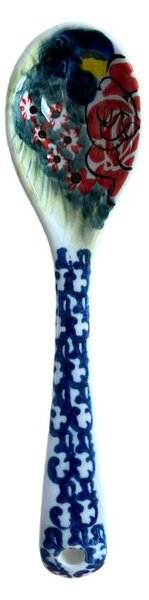 Mediterrán Kék-Rózsa kerámia kiskanál – kézzel festett (19 cm)