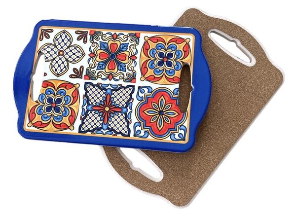 Mediterrán Fiesta színes vágódeszka – 22 × 14 cm