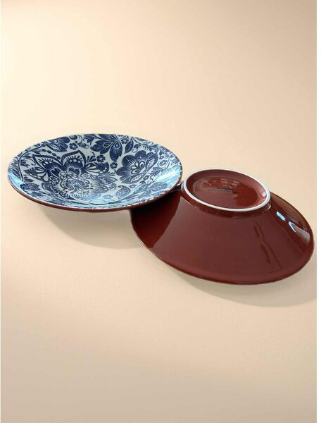 Gres Azul Virágoskert mediterrán kerámia mélytányér (24 cm)