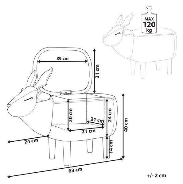 Állatos puff tárolóval REINDEER Bézs Rénszarvas