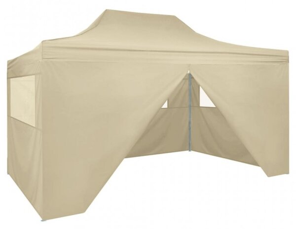 Összecsukható, felállítható sátor 4 oldalfallal 3 x 4,5 m krémfehér