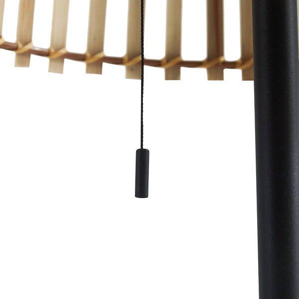 Lucande LED napelemes állólámpa Eligio, bambusz, Ø 39 cm, RGB, dimmelhető, Világos fa, Alumínium, Vidéki otthon / Rusztikus