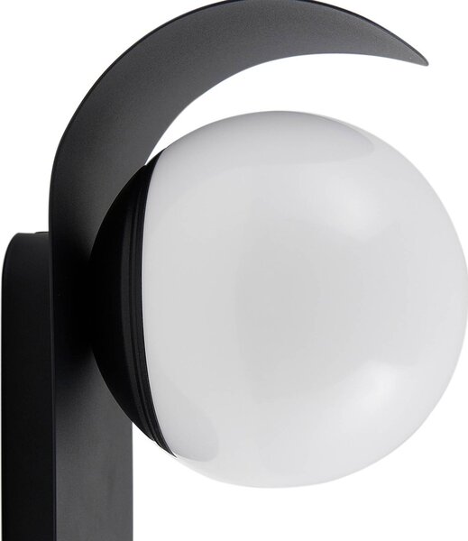 Lindby LED kültéri fali lámpa Lacie, érzékelő, fekete/fehér, alumínium, Fekete, Alumínium, Modern