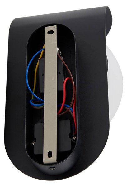 Lindby LED kültéri fali lámpa Lacie, érzékelő, fekete/fehér, alumínium, Fekete, Alumínium, Modern