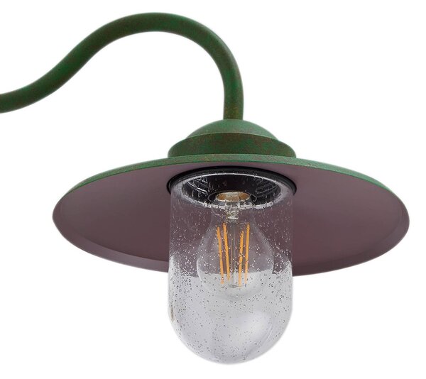 Lindby Bilma kültéri fali lámpa, zöld, üveg, 29 cm magas, dimmelhető, Zöld, Alumínium, Modern