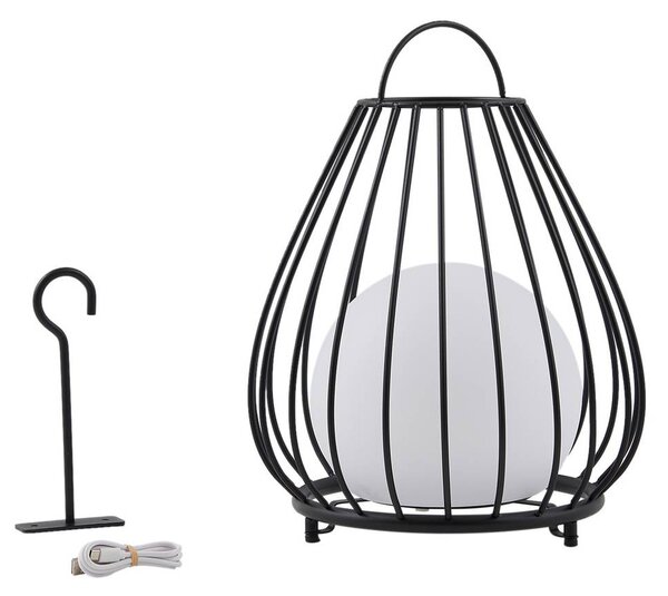 Lindby LED napelemes lámpa Kelda, fekete, fém, 38cm, dim., dimmelhető, Fekete, Alumínium, Modern