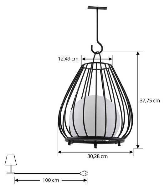 Lindby LED napelemes lámpa Kelda, fekete, fém, 38cm, dim., dimmelhető, Fekete, Alumínium, Modern