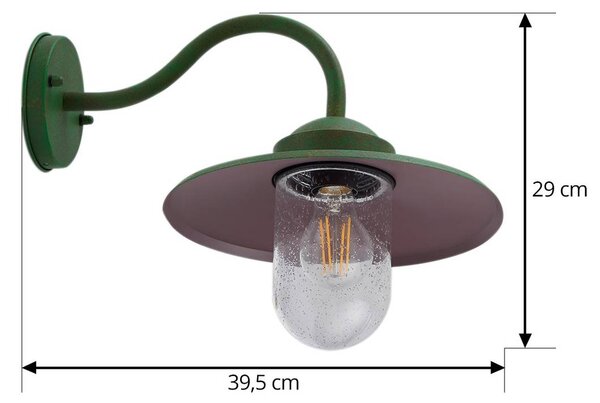 Lindby Bilma kültéri fali lámpa, zöld, üveg, 29 cm magas, dimmelhető, Zöld, Alumínium, Modern