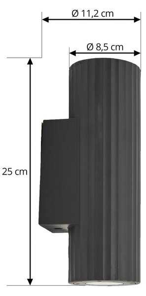 Lindby fali lámpa Christa, antracit, beton, 25cm, hullámos, 25 cm, dimmelhető, Fekete, Beton, Modern
