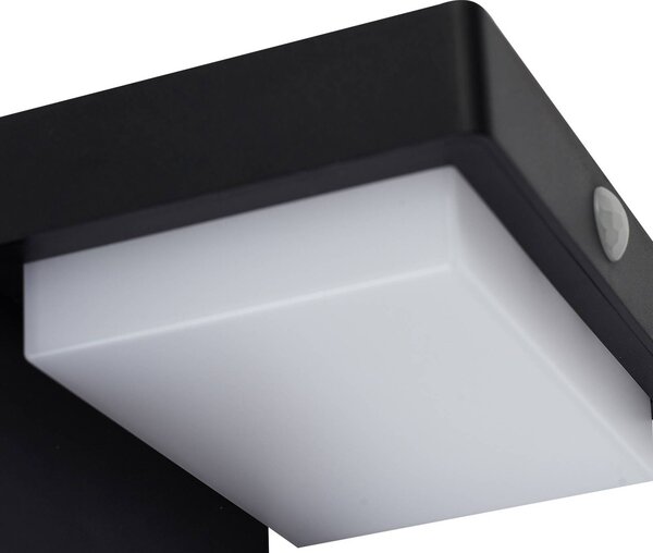 Lindby LED napelemes fali lámpa Eleazar, fekete, szenzoros, dimmelhető, Fekete, Alumínium, Modern